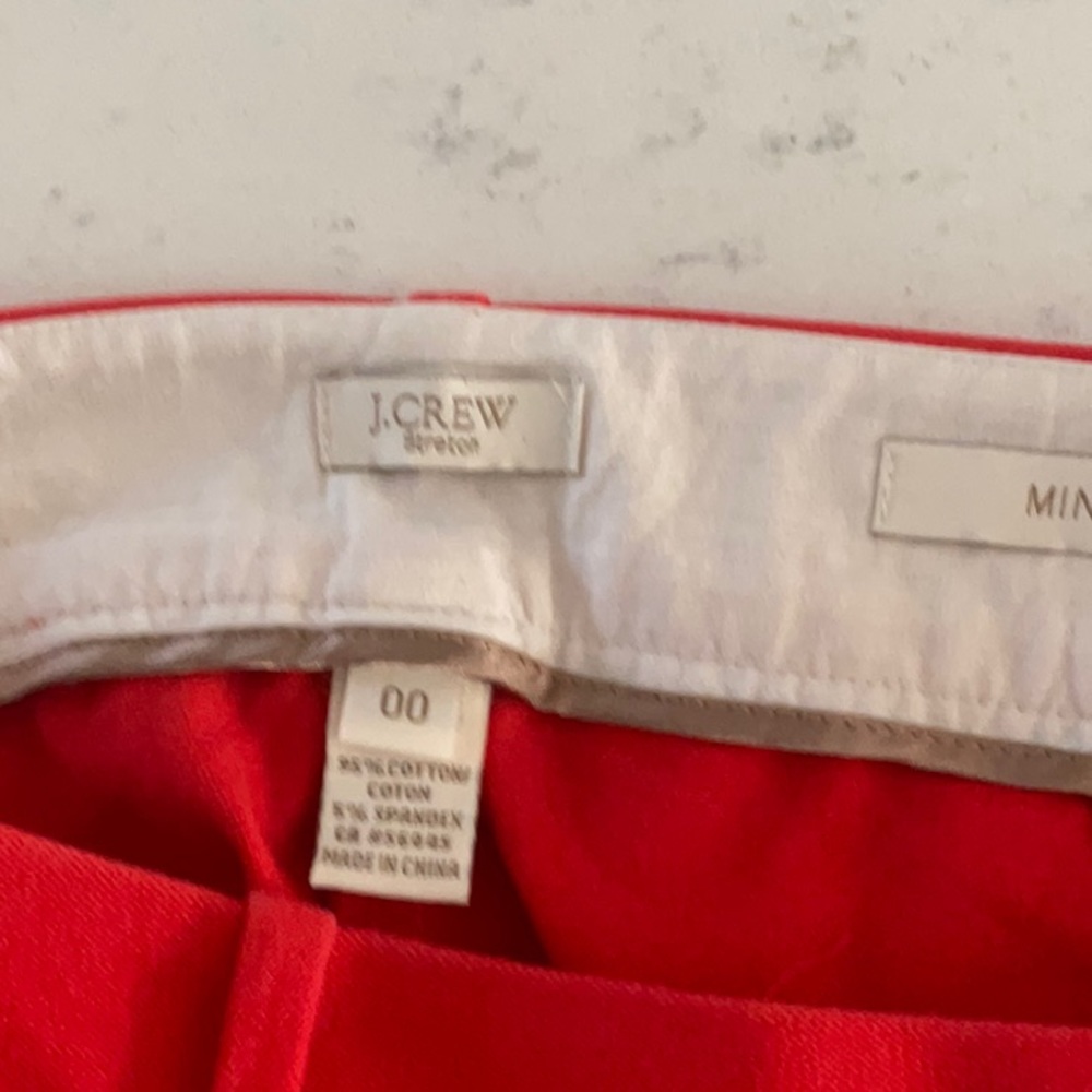 J. Crew Stretch Minnie Pant, Poppy Red, Size 00 - Picture 5 of 5